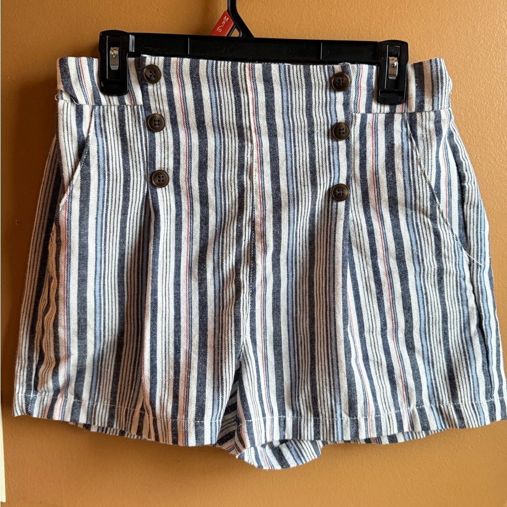 Nautical Striped High Waist Women's Shorts